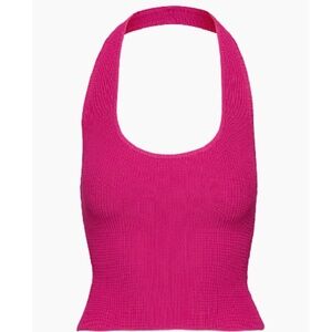 Babaton Sculpt Knit Backless Halter Top in Hot Pink Aritzia Size Small
